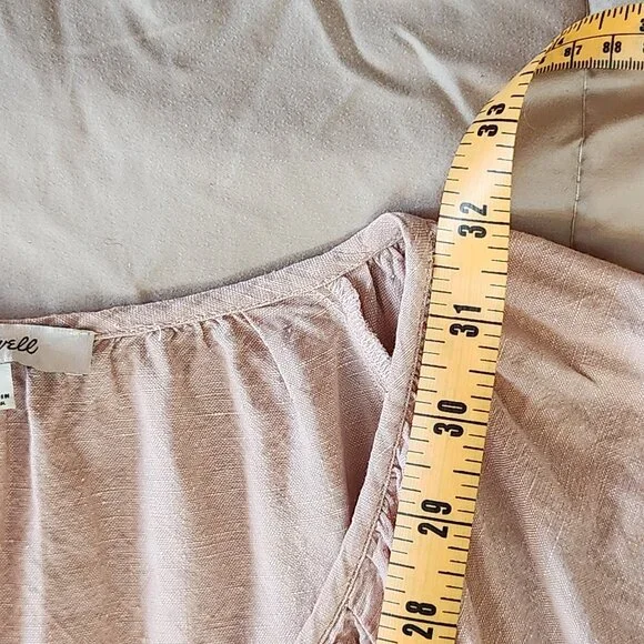 Madewell Lorelei linen blush pink boho tiered mini dress - Picture 7 of 11